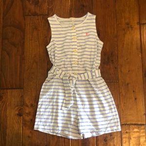 Jcrew crew cuts medium blue and white striped romper